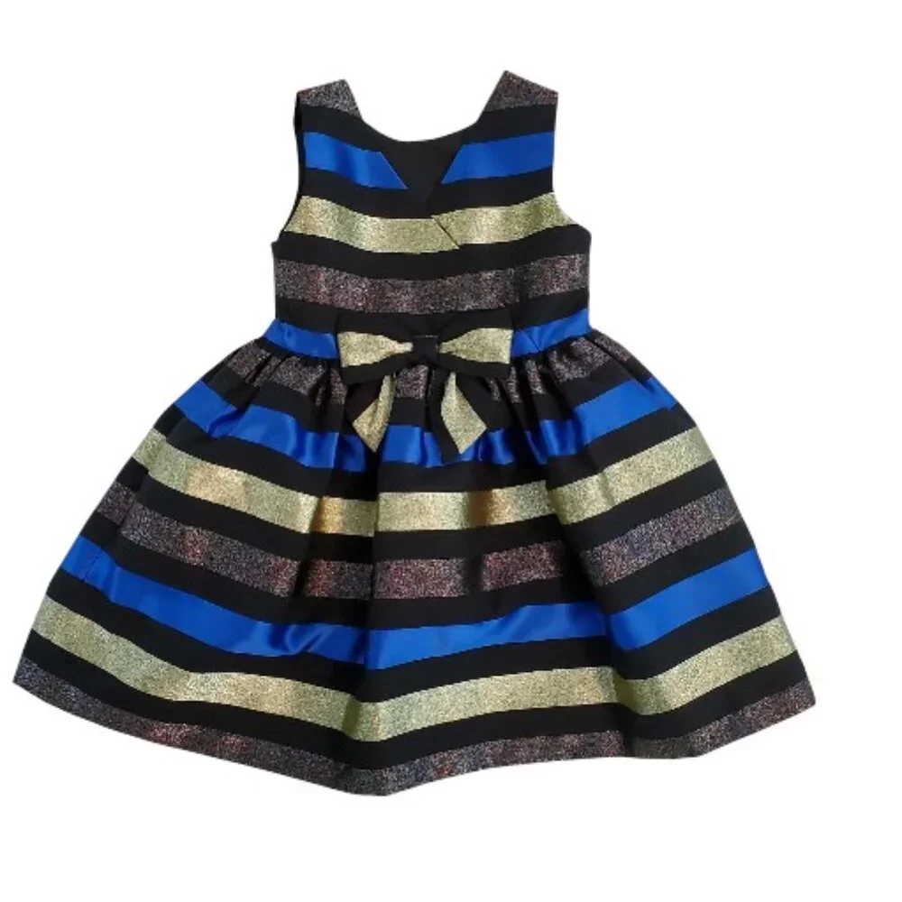 Gymboree Striped Gold Party Dress Size 4